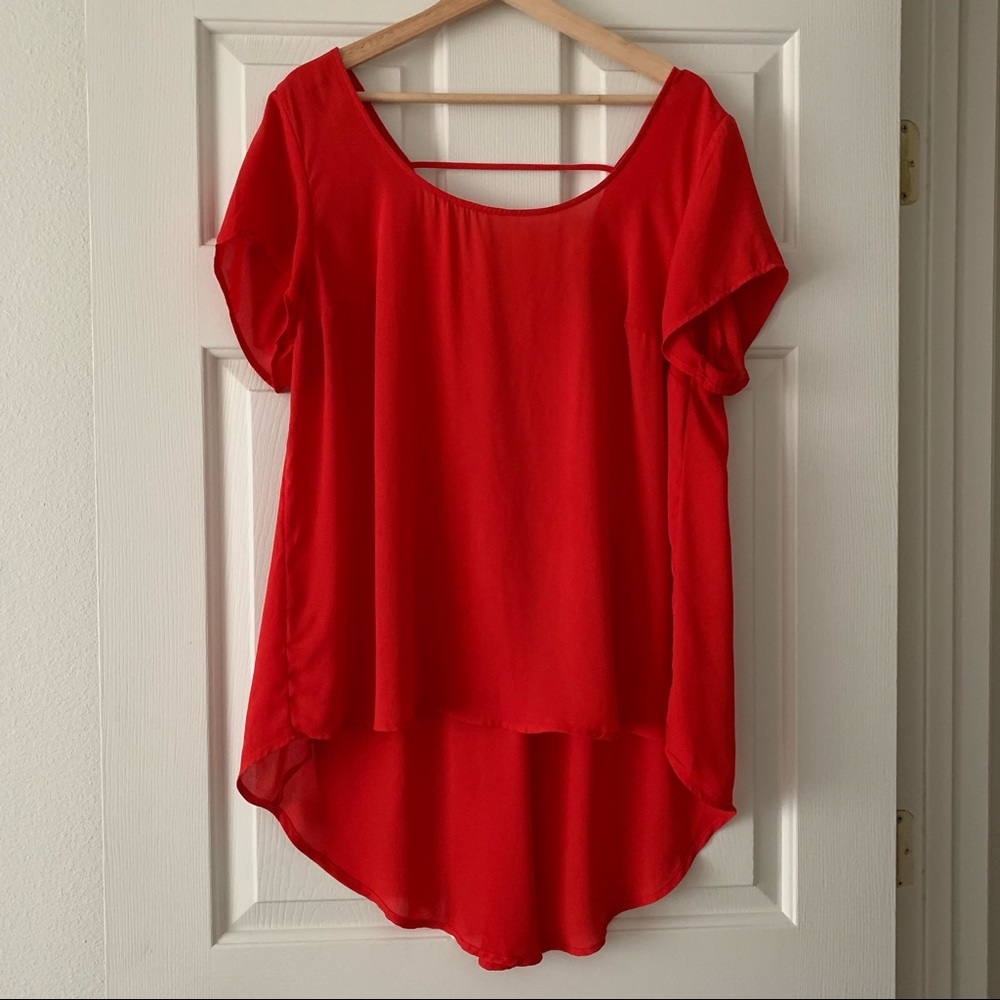 Torrid red georgette hi-lo inset top